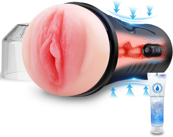 Mens Vibrating Masturbator 7.5 Inch Deep Pocket Pussy with Textured Channel