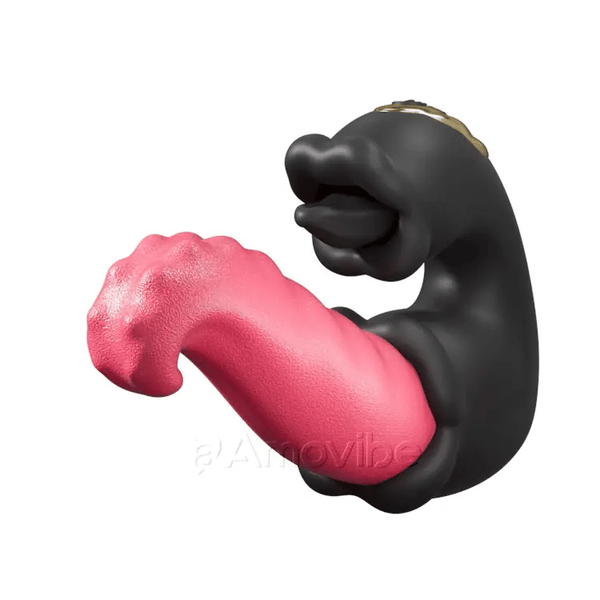 Twin Rose Thrusting G-Spot Vibrator with Licking Tongue & Vibration
