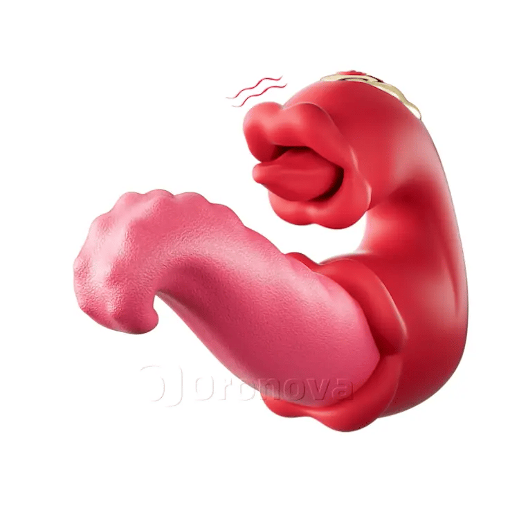 Twin Rose Thrusting G Spot Vibrator with Tongue Teasing & Vibrating