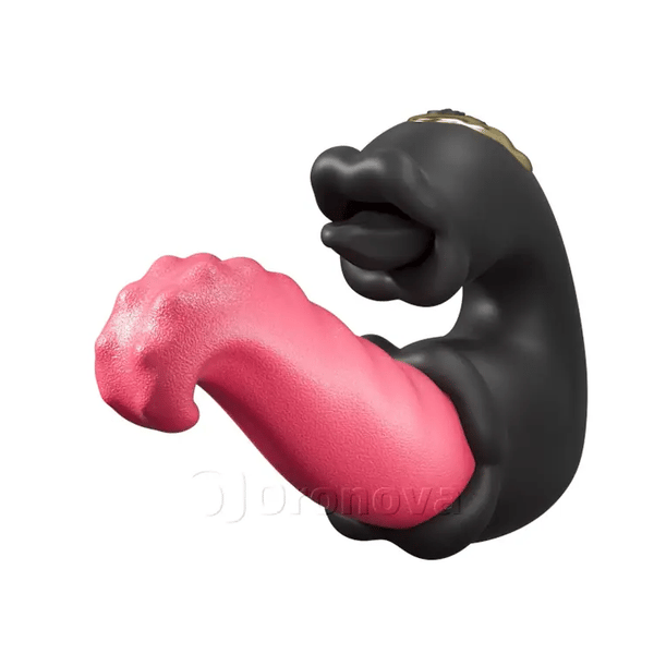 Twin Rose Thrusting G-Spot Vibrator with Licking Tongue & Vibration
