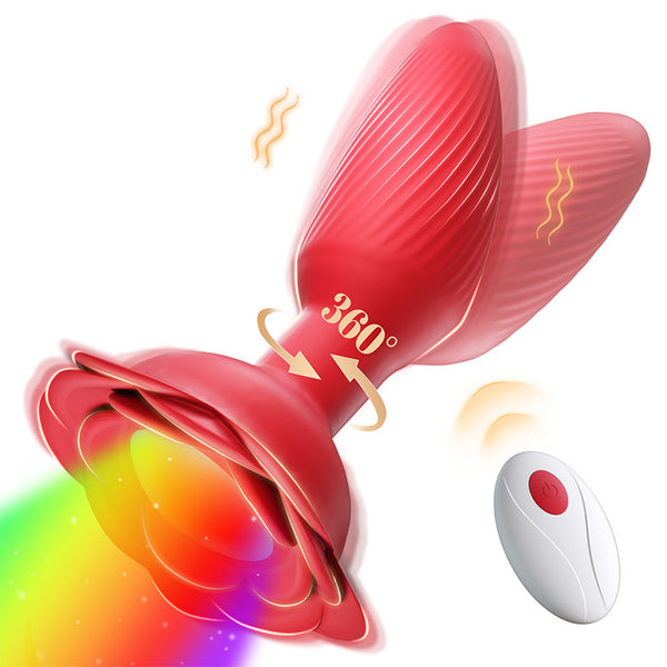 Rose Anal Vibrators-10 Modes,360° Rotary Vibration&Remote Control