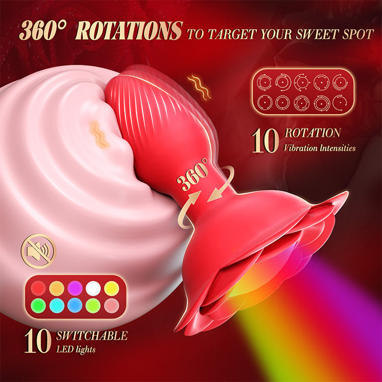 Rose Anal Vibrators-10 Modes,360° Rotary Vibration&Remote Control