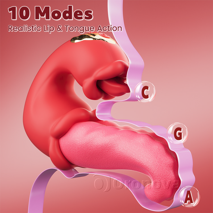 Twin Rose Thrusting G Spot Vibrator with Tongue Teasing & Vibrating