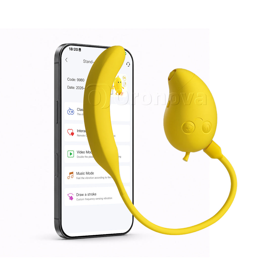 Mango and Banana 2-in-1 Dual Stimulation Sucking and Tapping Bluetooth Vibrator