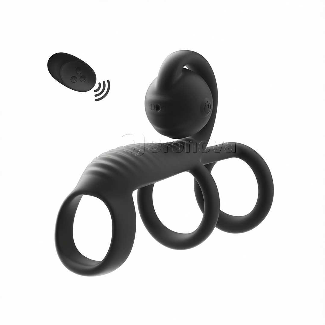 3-in-1 Three Ring Cock Ring with Dual Vibration, 10 Modes & Remote Control