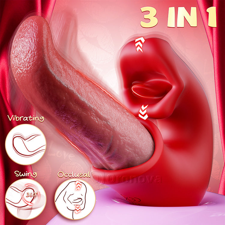 Women’s 3-in-1 Vibrator – Clit Stimulator, Dildo, and Licking Tongue