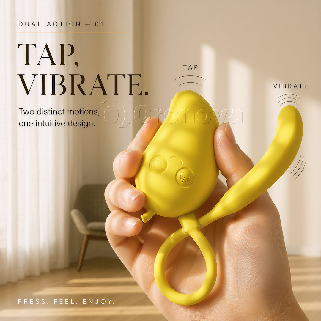 Mango and Banana 2-in-1 Dual Stimulation Sucking and Tapping Bluetooth Vibrator