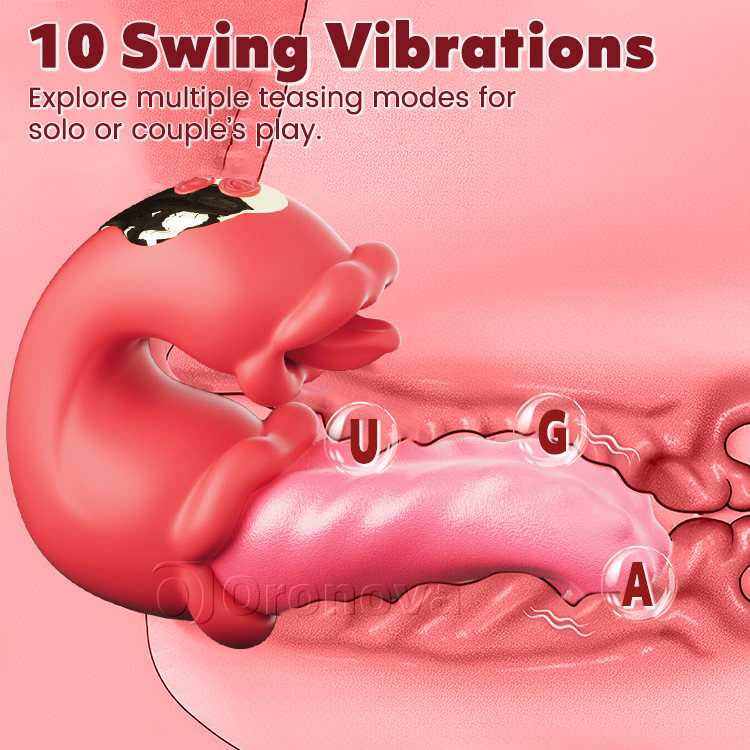 Twin Rose Thrusting G Spot Vibrator with Tongue Teasing & Vibrating