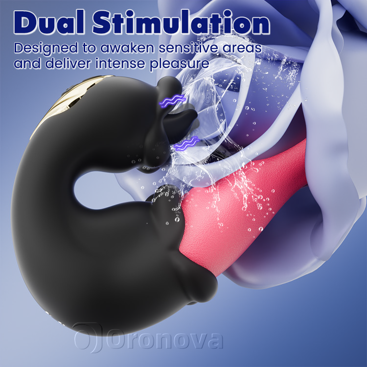 Twin Rose Thrusting G-Spot Vibrator with Licking Tongue & Vibration