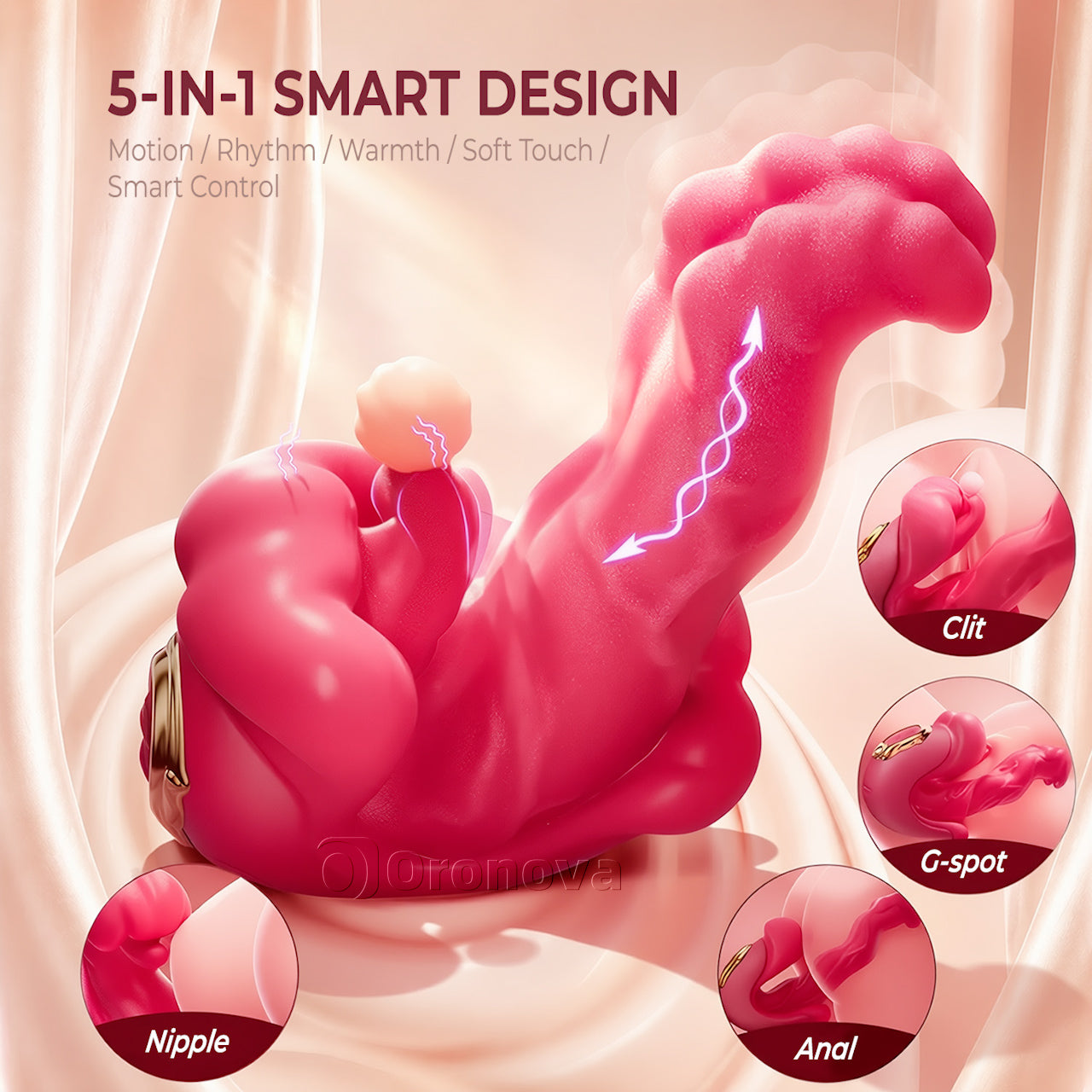 5-in-1 APP Controlled Rotating Tongue Vibrator with Heating & G-Spot Stimulation