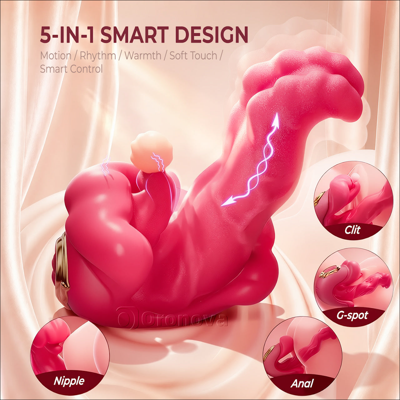 5-in-1 APP Controlled Rotating Tongue Vibrator with Heating & G-Spot Stimulation