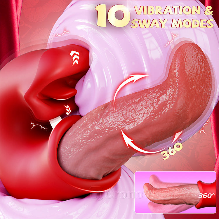 Women’s 3-in-1 Vibrator – Clit Stimulator, Dildo, and Licking Tongue
