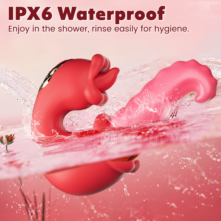 Twin Rose Thrusting G Spot Vibrator with Tongue Teasing & Vibrating