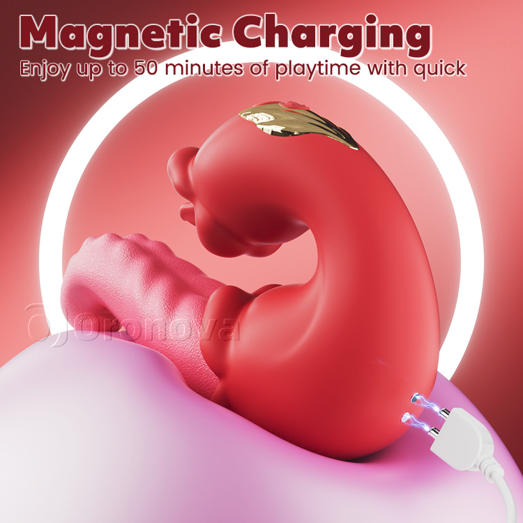 Twin Rose Thrusting G Spot Vibrator with Tongue Teasing & Vibrating