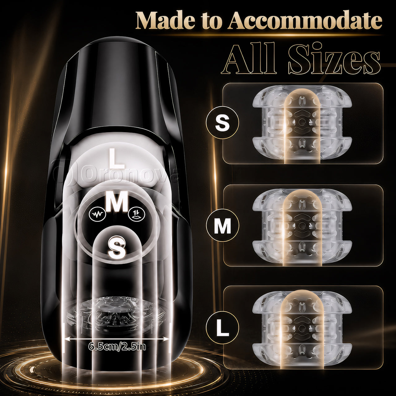 3-in-1 Male Pleasure Device，10Vibration、10Thrusting、10Clenching Modes、Switch Freely.