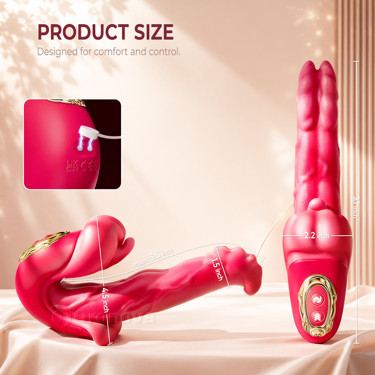 5-in-1 APP Controlled Rotating Tongue Vibrator with Heating & G-Spot Stimulation