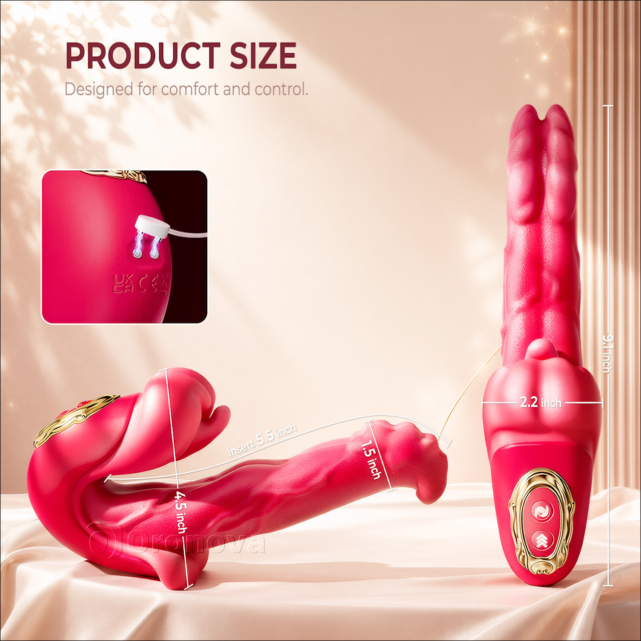5-in-1 APP Controlled Rotating Tongue Vibrator with Heating & G-Spot Stimulation