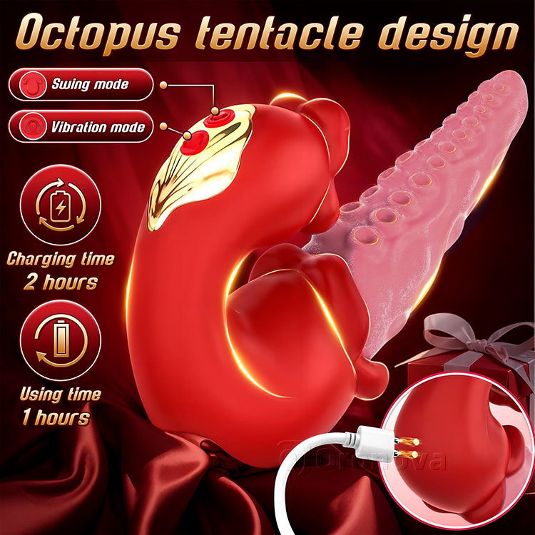 2-in-1 Octopus Vibrator with Teasing Tongue & 10 Vibration Modes
