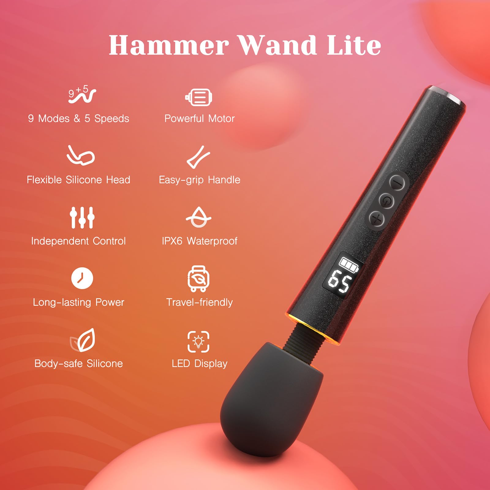 Mini Vibrator Wand – 9 Modes, 5 Speeds & LED Display