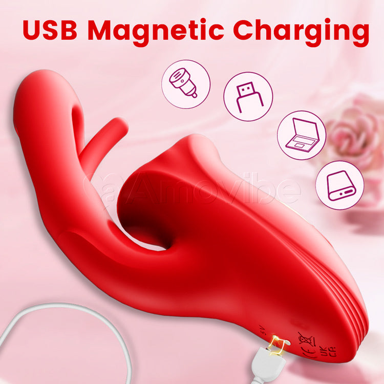 Flapping G Spot Vibrator with Vibrating & Kissing Tongue